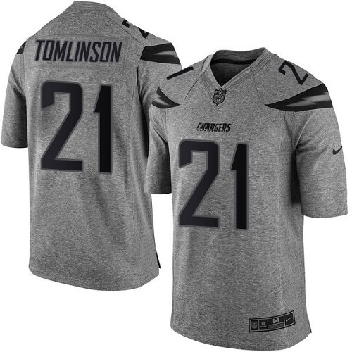 Men's Elite LaDainian Tomlinson Nike Jersey Gray - #21 Gridiron NFL Los Angeles Chargers